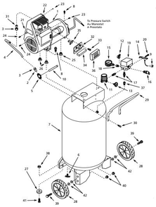 Tank Parts Diagram and Parts List for WL611400AJ  Campbell Hausfeld Compressor